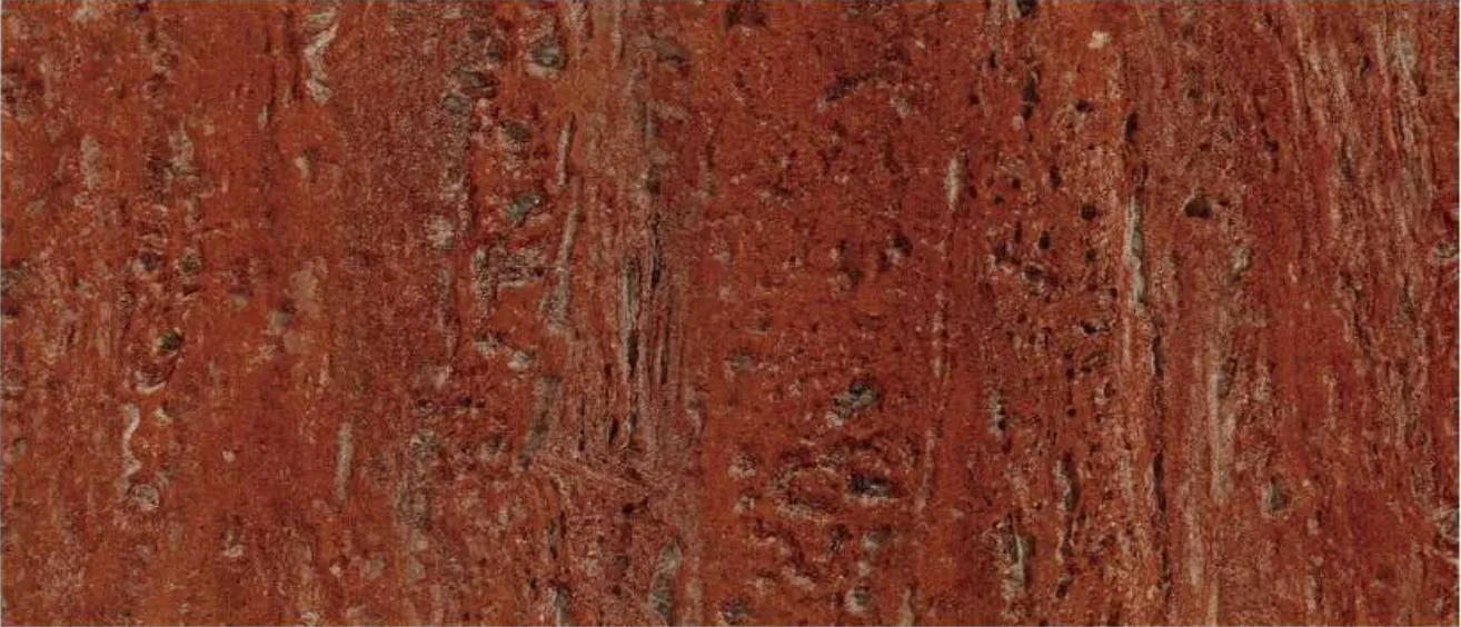 Marble-effect panel swatch in Italian red Travertine.