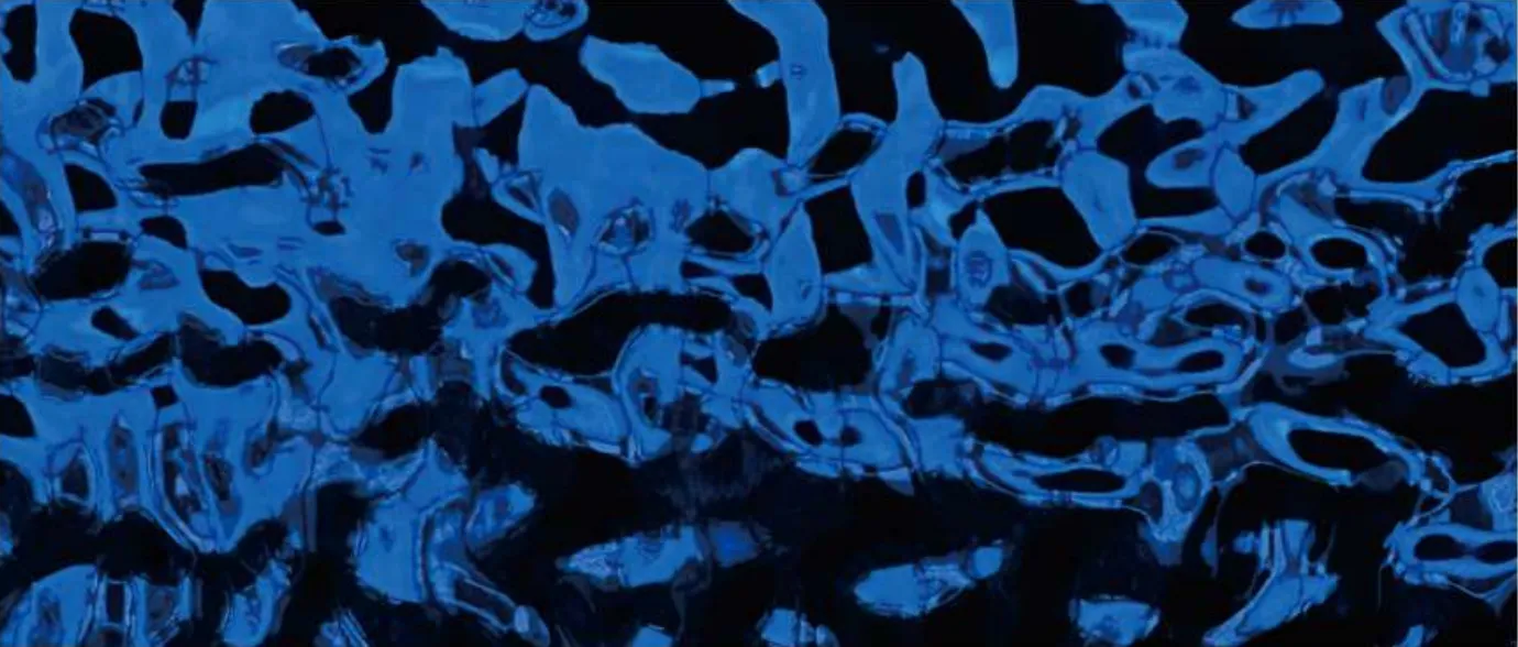 High-gloss decorative panel swatch in Blue Water Ripple.