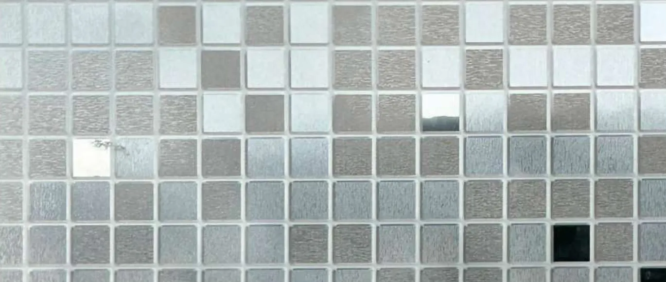High-gloss decorative panel swatch in Silver Mosaic.